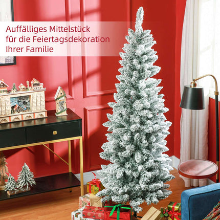 Artificial Christmas Tree, 183 cm, Slim with Snow Effect