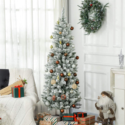 Artificial Christmas Tree, 183 cm, Slim with Snow Effect