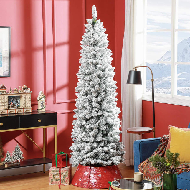 Artificial Christmas Tree, 210cm, Slim Design, Snow-Covered