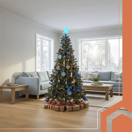 Künstlicher Weihnachtsbaum 2,1 m, dichte Nadeln, schwer entflammbar