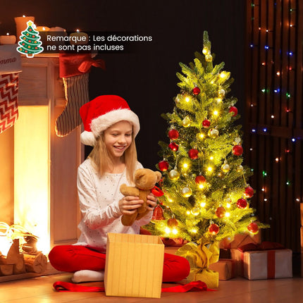 Künstlicher Weihnachtsbaum 90 cm, 50 LED-Lichter mit Timer, Leinensockel