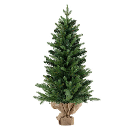 Künstlicher Weihnachtsbaum 90 cm, 50 LED-Lichter mit Timer, Leinensockel