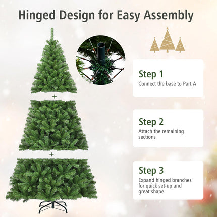 Künstlicher Weihnachtsbaum, 2,7 m PVC, klappbar, Metallständer