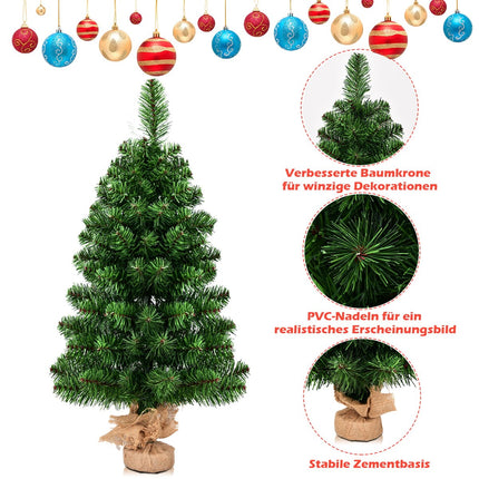Artificial Christmas Tree, PVC Needles, 60/90cm, Cement Base