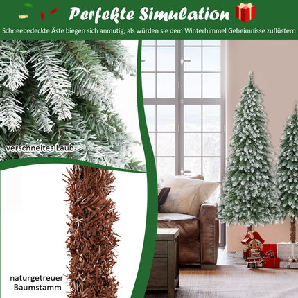Künstliche Weihnachtsbäume, 3er-Set, vorbeleuchtet, mit Kunstschnee