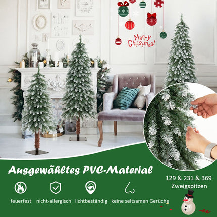 Künstliche Weihnachtsbäume, 3er-Set, vorbeleuchtet, mit Kunstschnee