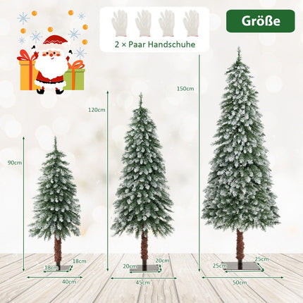 Künstliche Weihnachtsbäume, 3er-Set, vorbeleuchtet, mit Kunstschnee
