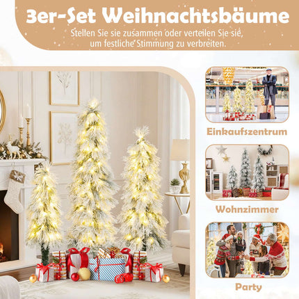 Künstlicher Weihnachtsbaum mit Beleuchtung, 90-150 cm, mit Schneebesatz