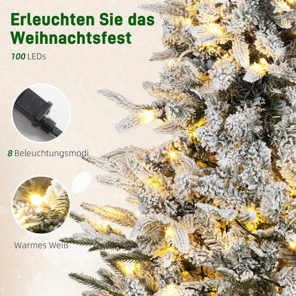 Umělý vánoční stromek, zasněžený vzhled, 100 LED, 8 režimů
