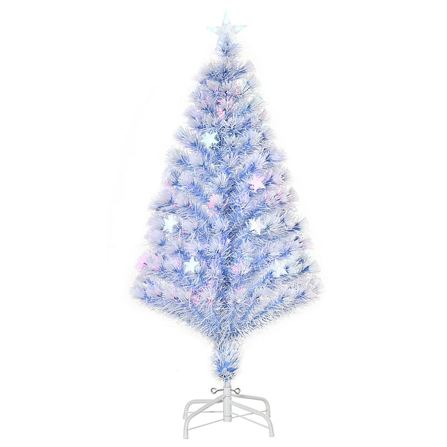Weißer & Blauer Weihnachtsbaum, 120 cm, PVC mit 3 LED-Lichtern