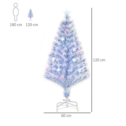 Vánoční stromek bílo-modrý, 120 cm, PVC se 3 LED světly