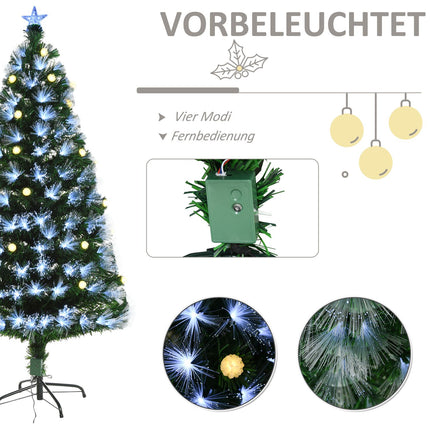 Künstlicher Weihnachtsbaum mit LED-Beleuchtung und Fernbedienung, 150cm, Grün/Weiß