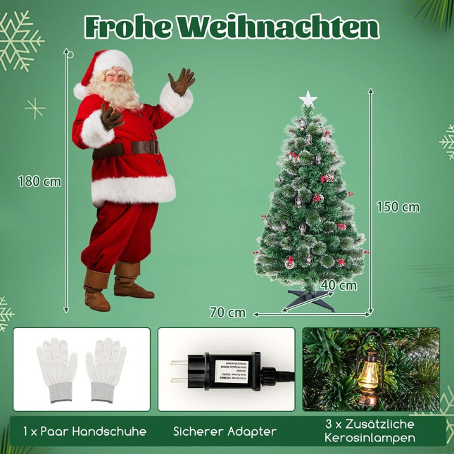 Artificial Christmas Tree with LED Lights, 150 cm, PVC