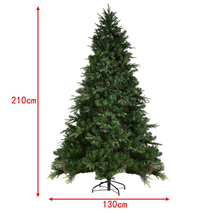 Artificial Christmas Tree with LED Lights, 210 cm, Green