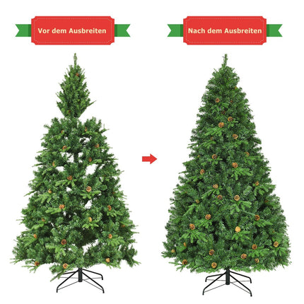 Artificial Christmas Tree with LED Lights, Green, 225 cm