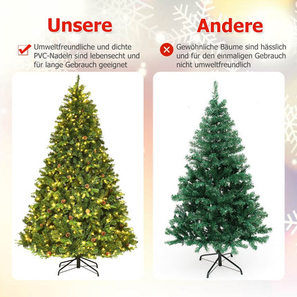 Artificial Christmas Tree with LED Lights, Green, 225 cm