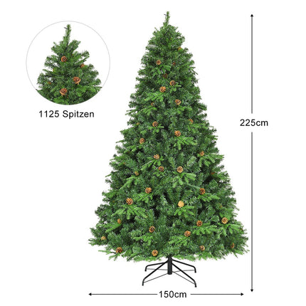 Artificial Christmas Tree with LED Lights, Green, 225 cm