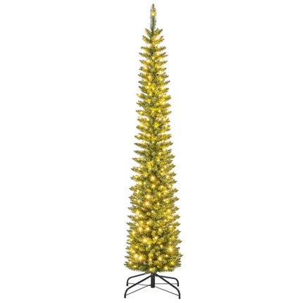 Artificial Christmas Tree with LED Lights Slim Christmas Tree Illuminated Festive Tree 210cm