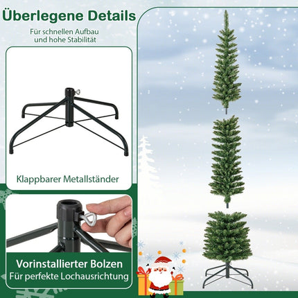 Artificial Christmas Tree with LED Lights Slim Christmas Tree Illuminated Festive Tree 210cm