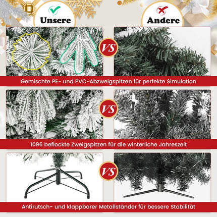 Umělý vánoční stromek se sněhem, 215 cm, 300 LED světel