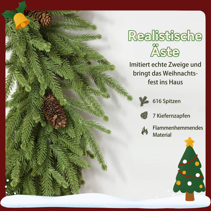 Künstlicher Weihnachtskranz mit Zapfen, 60 x 15 cm