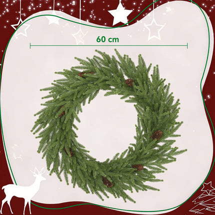 Künstlicher Weihnachtskranz mit Zapfen, 60 x 15 cm