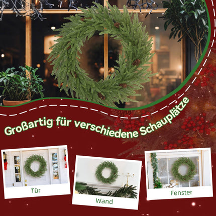 Künstlicher Weihnachtskranz mit Zapfen, 60 x 15 cm