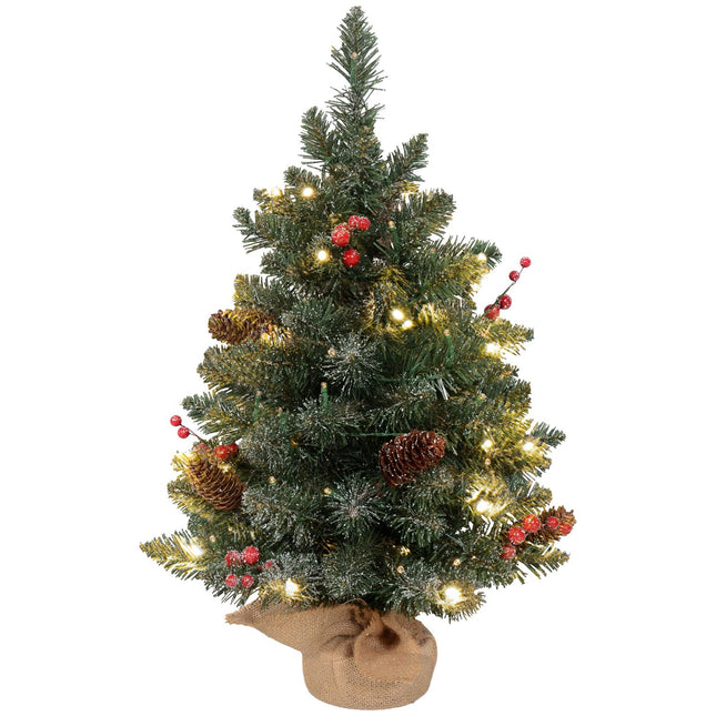 0,6 m großer künstlicher Weihnachtsbaum mit Zapfen, 50 LEDs