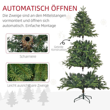 180 cm künstlicher Weihnachtsbaum, 1700 Spitzen, faltbarer Ständer