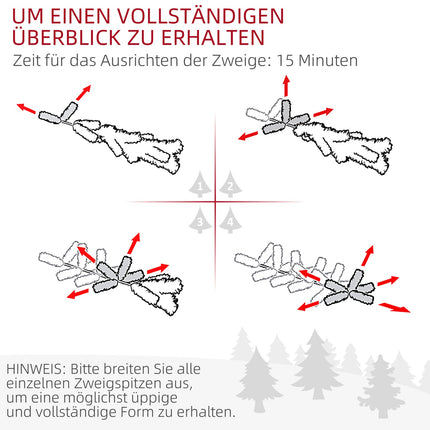 180 cm künstlicher Weihnachtsbaum, 1700 Spitzen, faltbarer Ständer