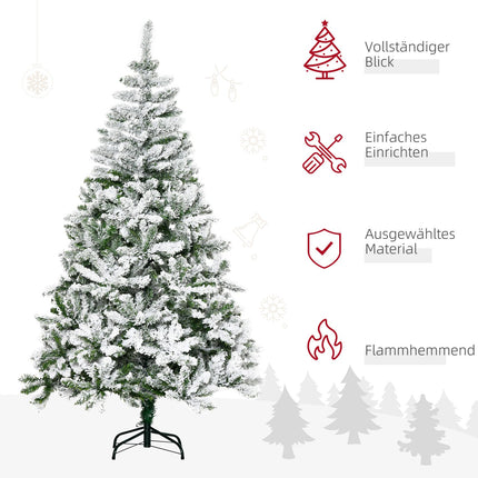 180 cm künstlicher Weihnachtsbaum mit Schnee – 750 Spitzen, für drinnen