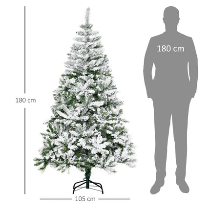 180 cm künstlicher Weihnachtsbaum mit Schnee – 750 Spitzen, für drinnen