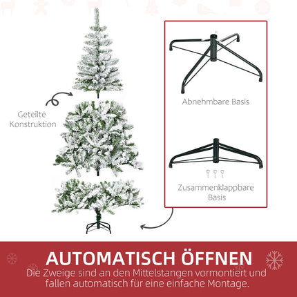 180 cm künstlicher Weihnachtsbaum mit Schnee – 750 Spitzen, für drinnen