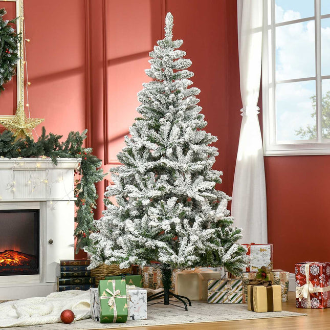 180 cm künstlicher Weihnachtsbaum mit Schnee – 750 Spitzen, für drinnen