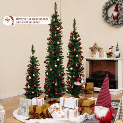 Künstlicher Weihnachtsbaum 3er Set Bleistift Tannenbaum mit Beleuchtung Grün