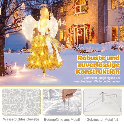 Sapin de Noël artificiel avec figurine d'ange Décoration de Noël avec lumières LED blanc chaud