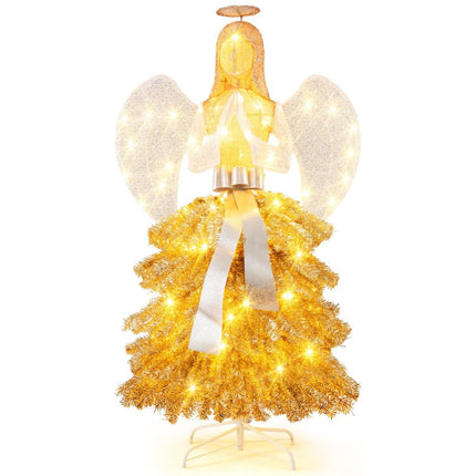 Sapin de Noël artificiel avec figurine d'ange Décoration de Noël avec lumières LED blanc chaud