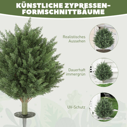 Künstliche Zypressen, UV-beständig, 2er-Pack, 40x60 cm