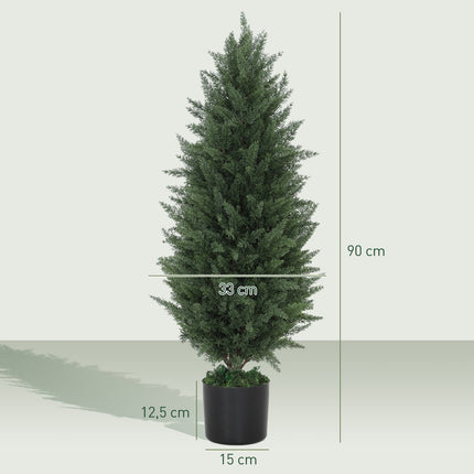 2er-Set 90 cm UV-beständige künstliche Zypressenbäume