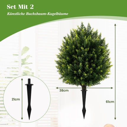 Artificial Cypress Topiary Set with Ground Spike, 61 cm
