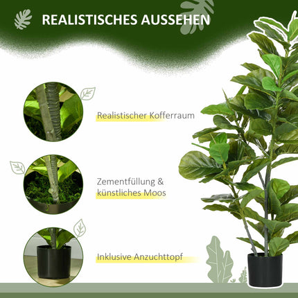 Artificial Ficus Plant, 110 cm, 90 Leaves with Pot