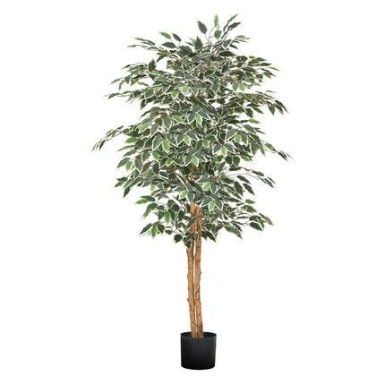 Artificial Ficus Tree 150cm With Black Pot, Silk Leaves