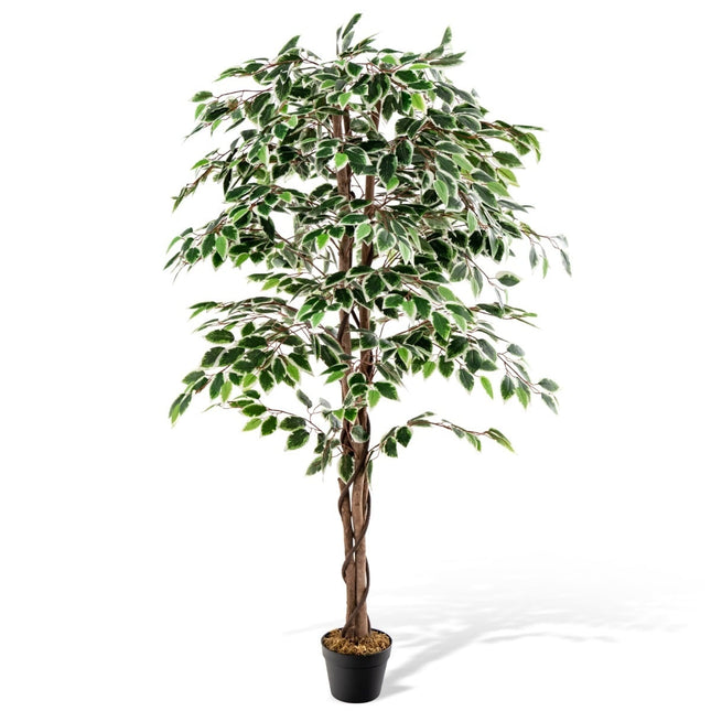 Künstlicher Ficusbaum, 160 cm, 1008 Blätter, Echtholzstamm