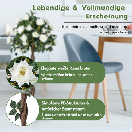 Künstlicher Rosenbaum mit weißen Rosen, 120 cm