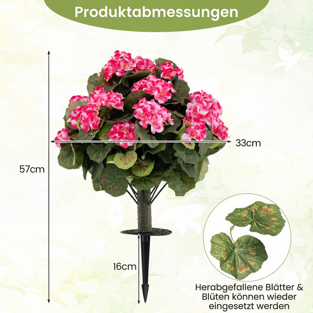 Künstliche Geranien, 2er-Pack, Pink, für Innen und Außen