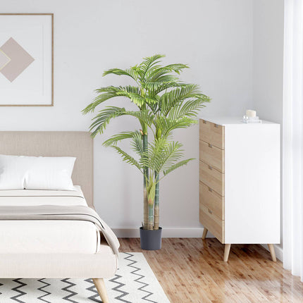Artificial Gold Cane Palm Tree, 2m, PE, Anti-Tip Pot