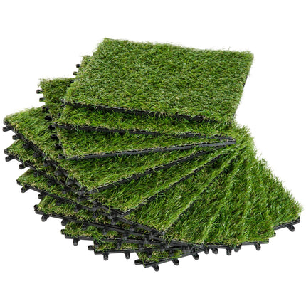 Kunstrasenmatte, 10er-Pack - 25 mm, 30x30 cm, dunkelgrün