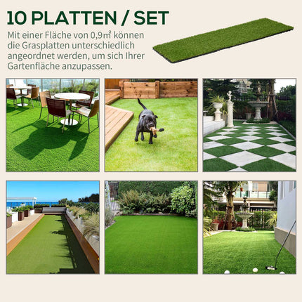 Kunstrasenmatte, 10er-Pack - 25 mm, 30x30 cm, dunkelgrün