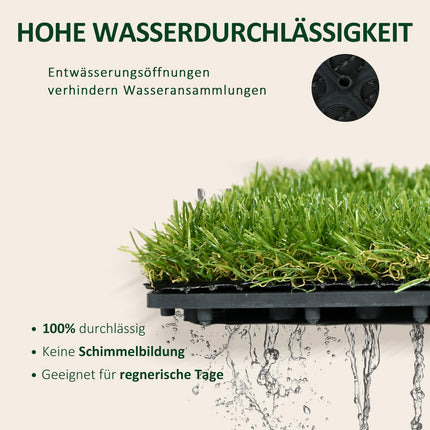Kunstrasenmatte, 10er-Pack - 25 mm, 30x30 cm, dunkelgrün
