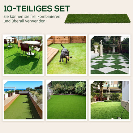 Kunstrasenfliesen – 10er-Pack, 25 mm, für den Gartengebrauch